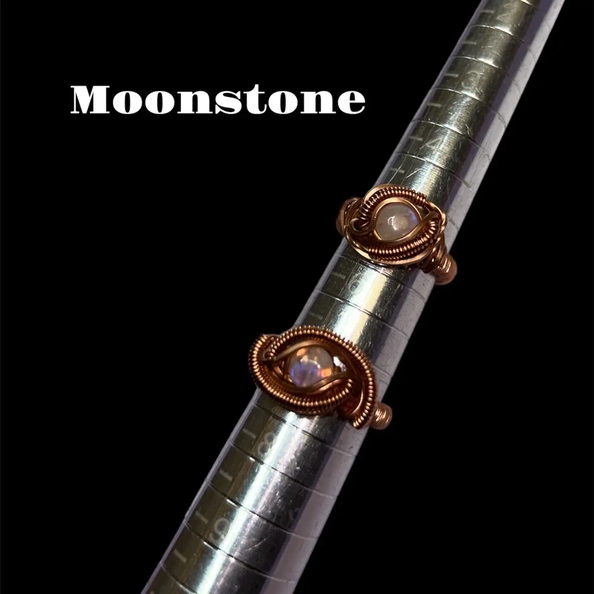 Krave Kawaii Pure Copper Moonstone Rings - Rustic and Natural Design with Calming Properties