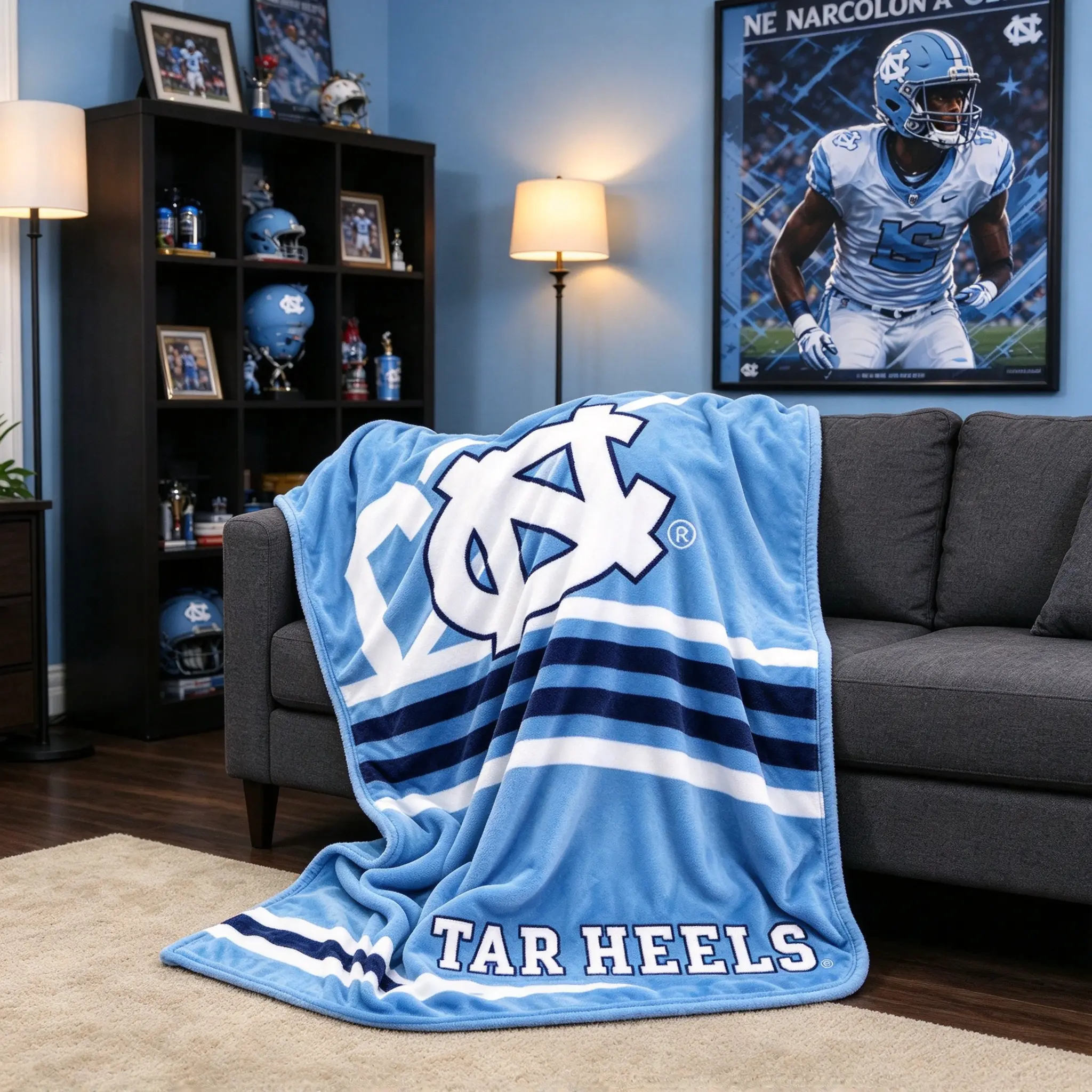 Tar Heels—an ultra-soft, lightweight flannel blanket that offers cozy comfort whether you're at the game, in the dorm, on the couch, traveling, or tailgating.