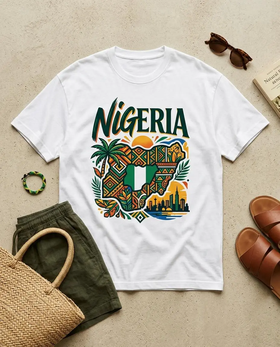 Nigeria Continent Organic Cotton Graphic Tee