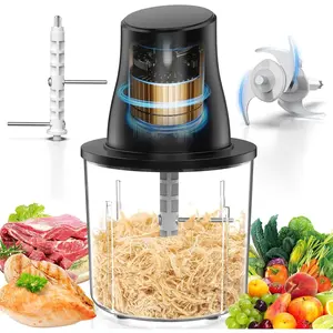 250W Multifunctional Press-to-Operate Electric Chicken Shredder Large Capacity Meat Grinder for Chicken Breast Meats Fruits Vegetables Nuts Black
