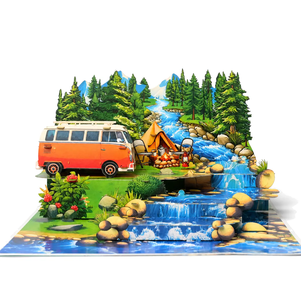 Camping Pop Up Card | 3D Camper Van Greeting Card & Keepsake Gift for RV Lovers, Campers, Travelers | Birthday, Father's Day, Retirement