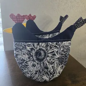 navy sunflower chicken potholders