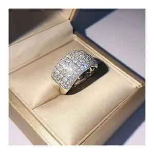 Hiphop/Rock Origin Natural 1.5 Carat Moissanite Gemstone Silver color 925 Jewelry Ring for Women Real S925 Sterling Rings
