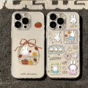 Kawaii Miffy Rabbit Clear Phone Case for IPhone 17 16 15 14 13 12 11 Pro Max Plus 17Air And Samsung S26 S25 S24 S23 S22 S21 FE Plus Ultra Soft TPU Back Cover Protection Shockproof