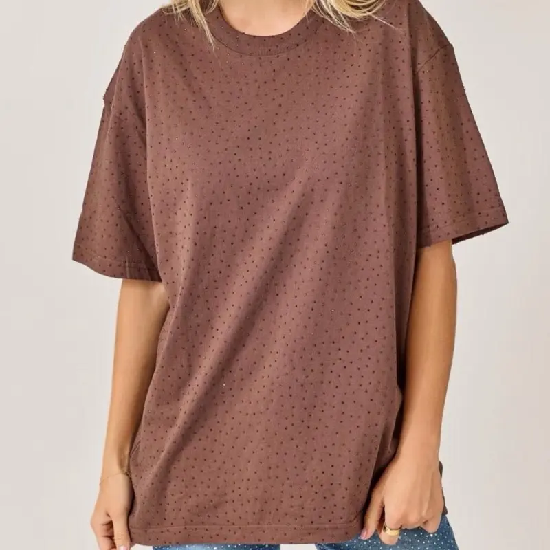 T0012-Oversized T-shirt with full rhinestones 100 Cotton T0012-Oversized T-shirt with full rhinestones 100 Cotton