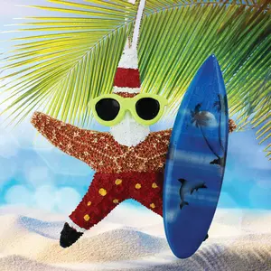 California Seashell Company - Red Shorts Santa Sugar Starfish Ornament