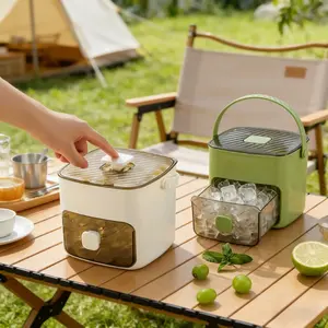 Desktop Ice Cube Maker, Home & Office Use, Holds Up to 48 Cubes, Dual Layer Design, Food Grade Material, Outdoor Suitable