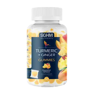 SOHM Turmeric Ginger Gummies Pineapple Mango Flavor Immune Support Vegetarian Chewable Gummies 8.78 Ounces Healthcare Supplement - Edible