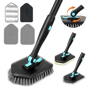 3in1 180 degree rotating multifunctional household long handle cleaning brush set for bathroom floor toilet corner