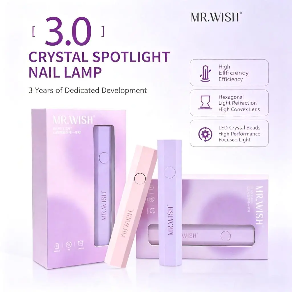 Mr.Wish Upgraded 2026 Portable UV Nail Lamp, Quick-Dry Mini Manicure Flashlight, Crystal Purple