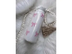 Pink Bow Glitter Water Bottle, Cute Girly Sparkle Tumbler Cup, Coquette Style Hydration Bottle, Aesthetic Reusable Drinkware Gift For Women Girls