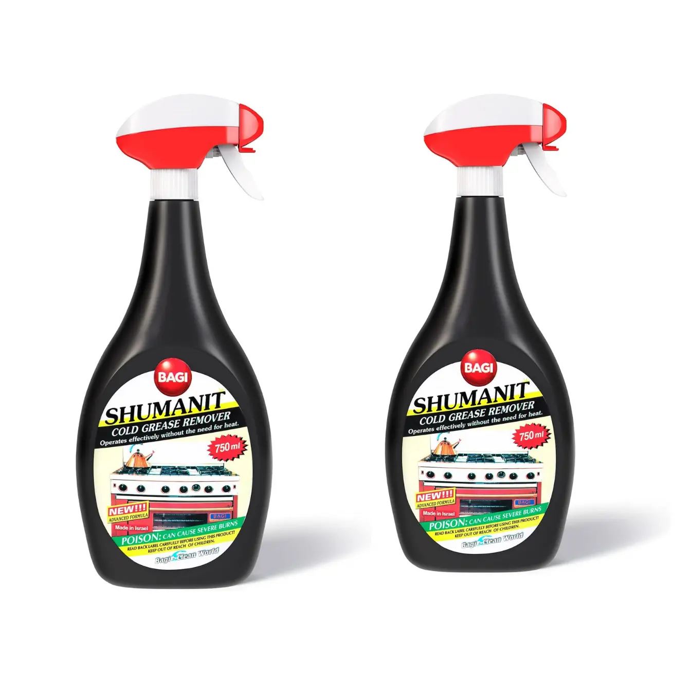 SHUMANIT 2-Pack Kitchen Liquid Cleaning Aerosol Can Cold Grease Remover Spray - Citrus Scented Lemon Water-Based, Easy to Clean, Quick-Action High-Efficiency for Stubborn Burnt Residue (9+ fl oz) Home Supplies