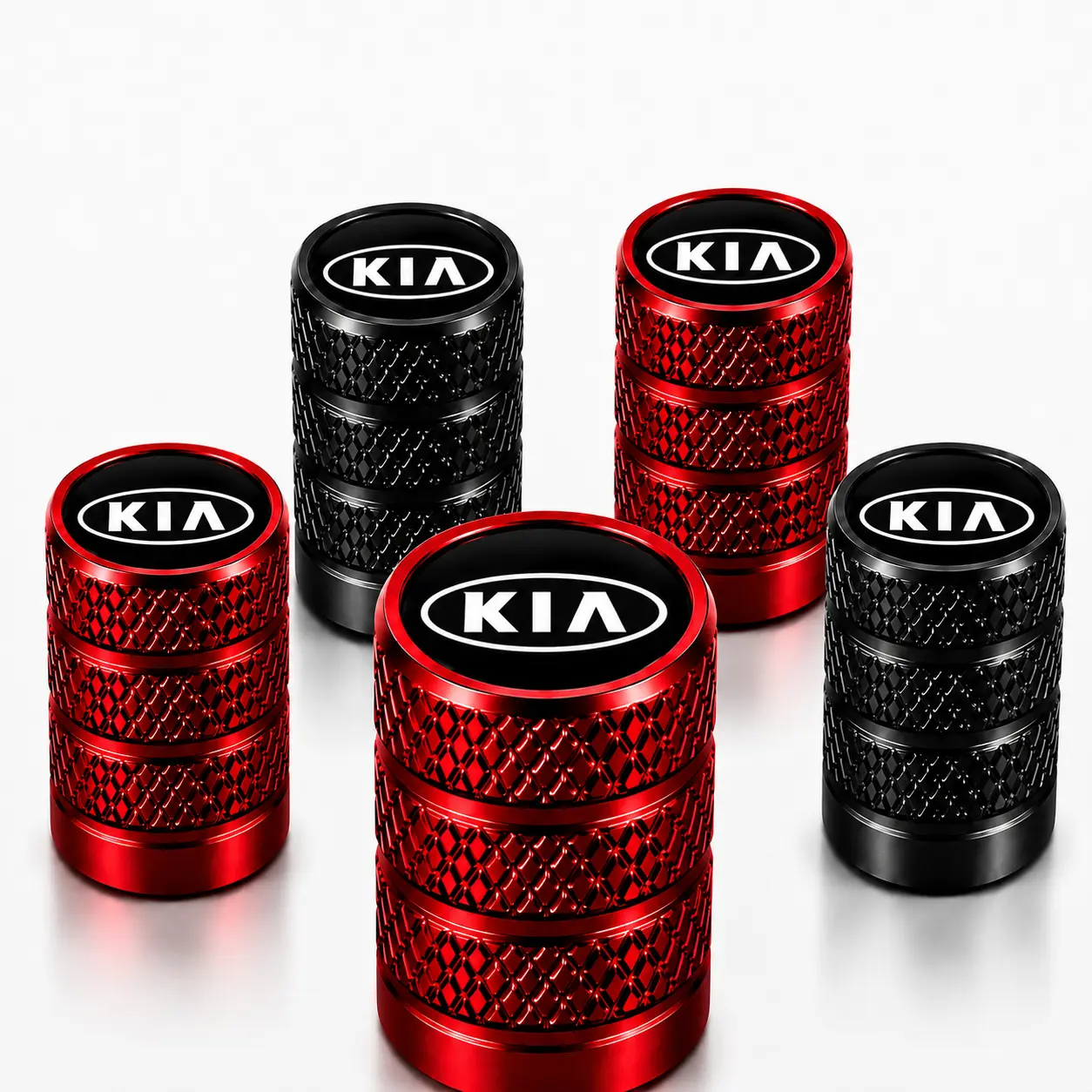 5Pcs Tire Valve Stem Caps with Kia Logo, Waterproof Leakproof Corrosion Resistant Wheel Air Valve Dust Covers, Easy Install Fit for Sportage Telluride Forte Seltos Soul Sorento Carnival K5 Sedan SUV Crossover Minivan Exterior Accessories