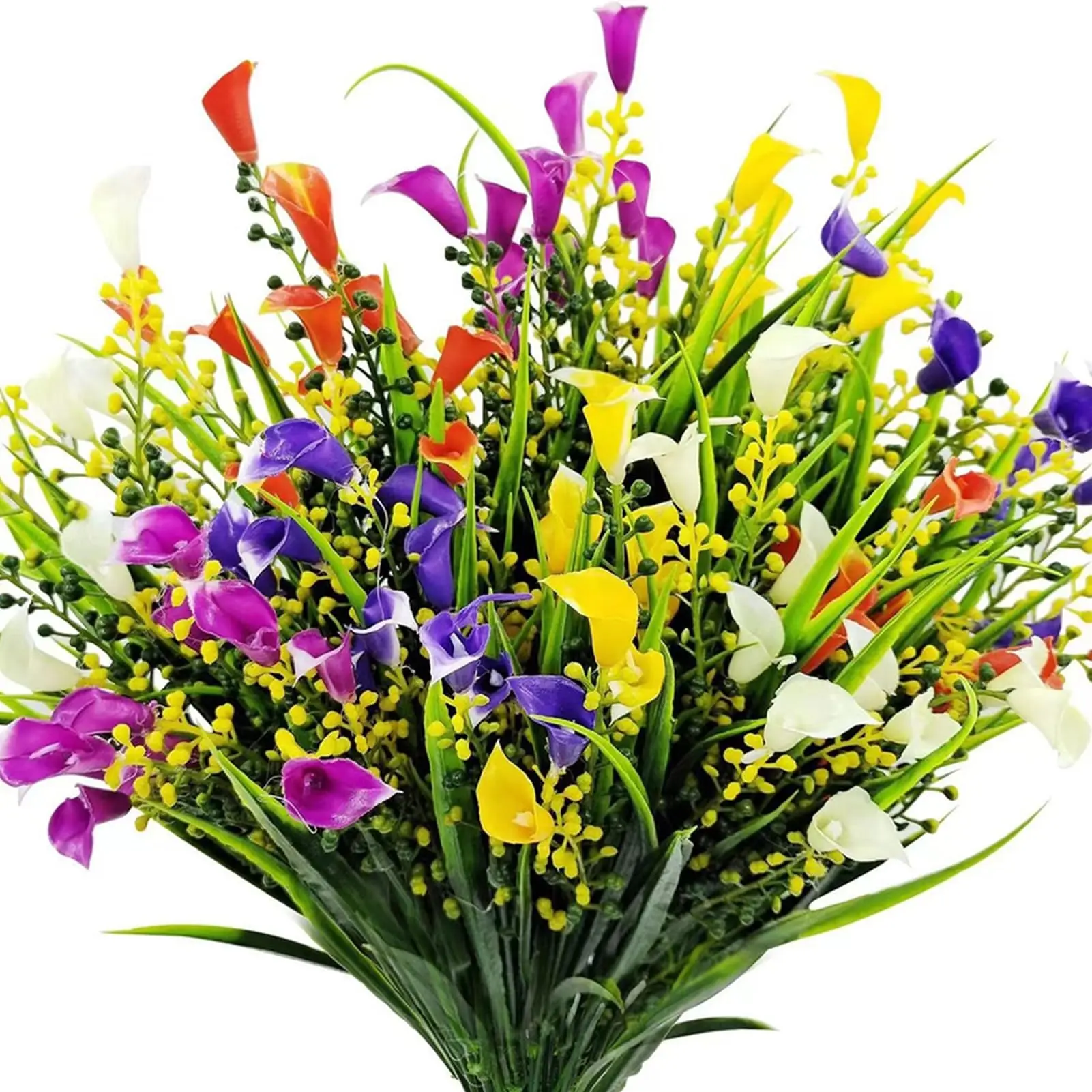 20 Bundles Artificial Flowers for Outdoors, Colorful Fake Calla Lilies, Faux Plastic Plants for Home Garden Decor, Fake Plant Decoration, Artificial Mixed Flower, 20pcs, Artificial Flowers for Outside, Artificial Flower Decorations, Decoration Bouquet