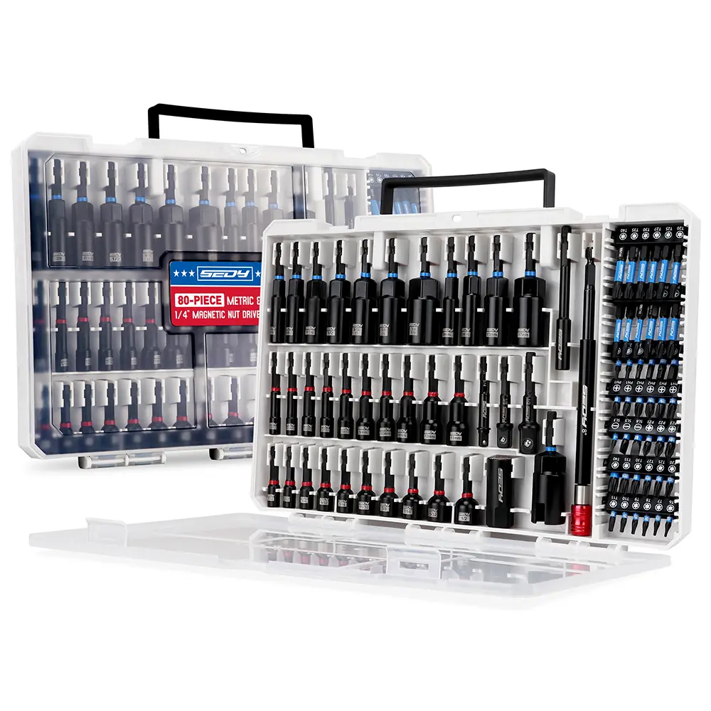 80-Piece Magnetic Impact Nut Driver Set with 41pc Compact Set, Metric & SAE Sockets, CR-V Steel Power Bits, Toolbox, Deep Nut Reach, Magnetic Multipurpose Screwdriver, Mechanic Tools & Accessories