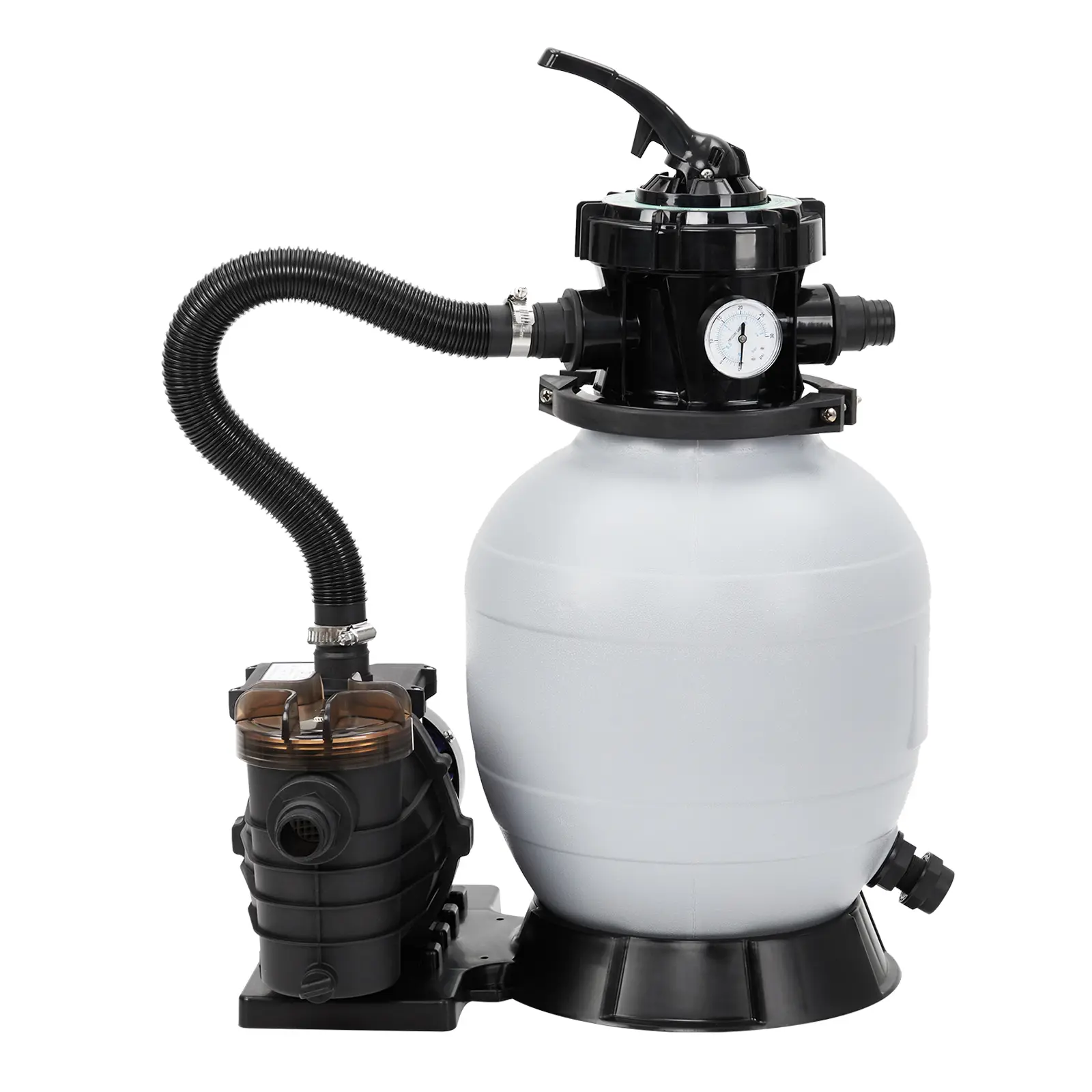 13 Inch 3/4HP Pool Sand Filter Pump with 800g Filter Balls, 550W Above Ground Pool Filter System, Energy-Efficient Swimming Pool Circulation Pump for Inground & Above Ground Pools