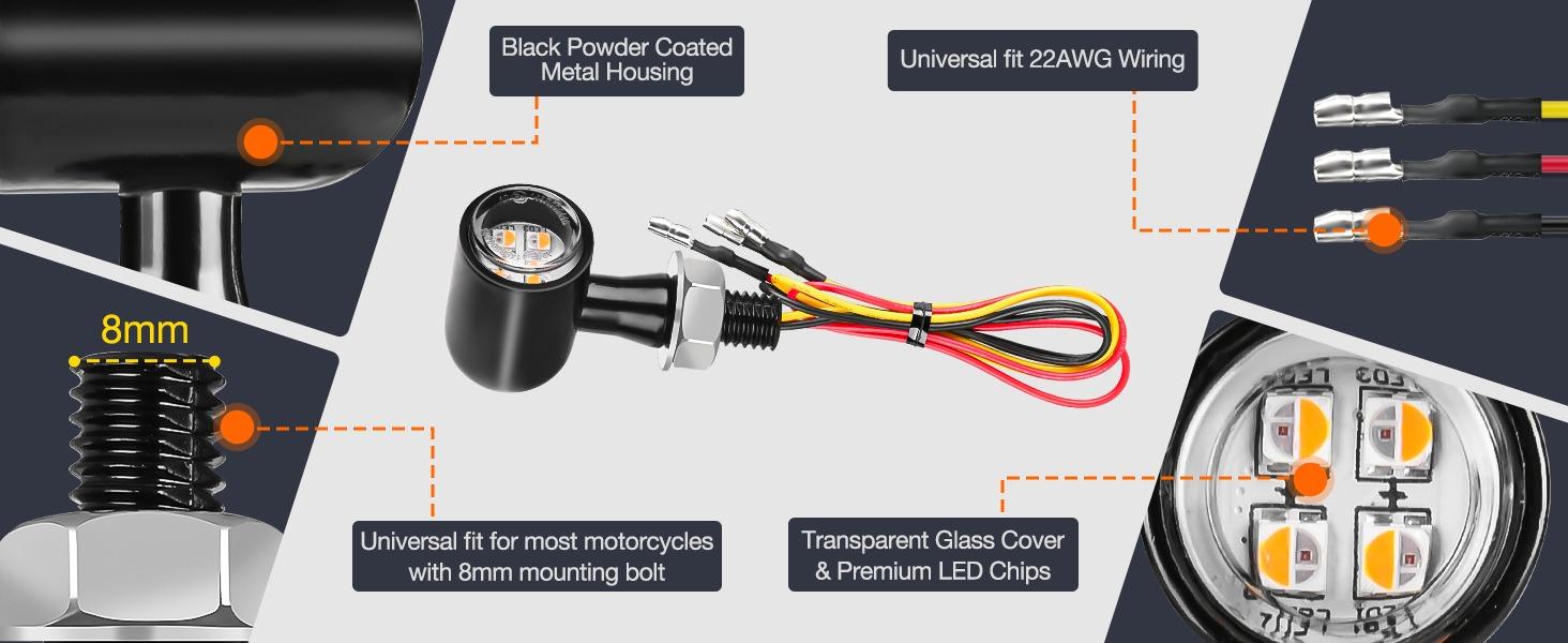 Nilight Motorcycle Rear LED Turn Signals Brake Tail Light Red Yellow Beam Mini Size Blinkers Compatible with Harley Honda Kawasaki Suzuki Triumph Yamaha Cruiser Nilight Motorcycle Rear LED Turn Signals Brake Tail Light Red Yellow Beam Mini Size Blinkers Compatible with Harley Honda Kawasaki Suzuki Triumph Yamaha Cruiser