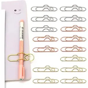 15 Pack Metal Pen Clips, Metal-Colored Paper Clips for Notebooks, Journals & Planners, Pen Holder for Notebook, Planner Accessories, Clips Office School Supplies(//Rose )