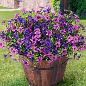 Artificial Flowers for Outdoors 12 Bundles Realistic Faux Silk Artificial Pansy Flower with Eucalyptus Stem, Fake Plants UV Resistant No Fade for Outside Planter Porch Patio Yard Window Garden Spring Summer Artificial Flower Decorations