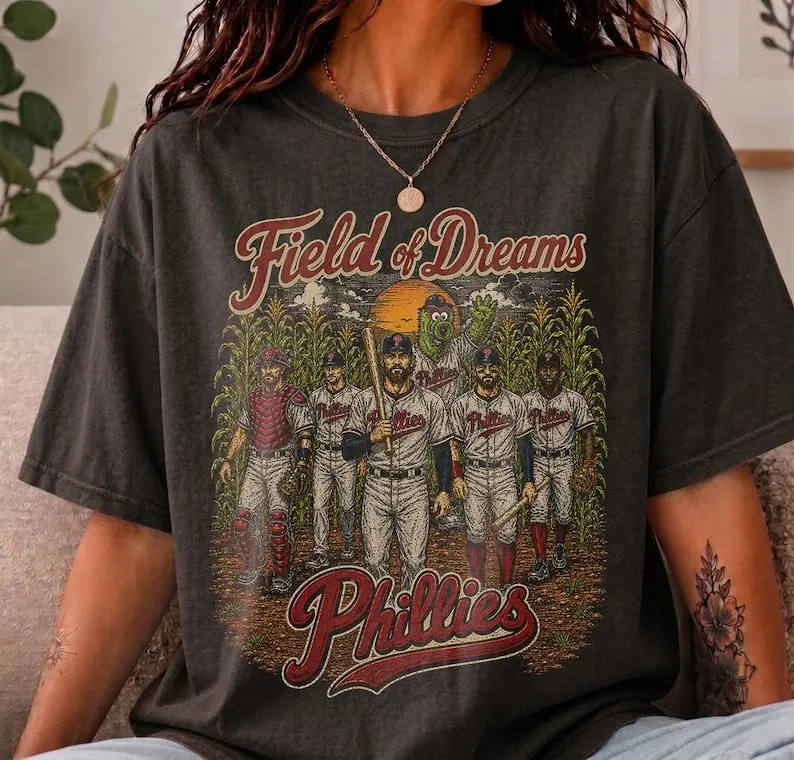 Comfort Color Phillies Field of Dreams Baseball Tee, Retro Cornfield Graphic Shirt