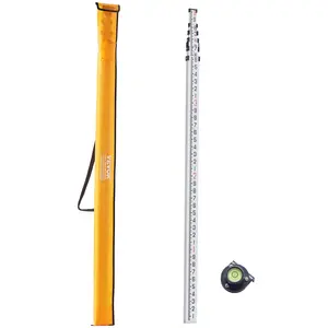 VEVOR Aluminum Grade Rod,  , 20-Feet/10ths 6 Sections Telescopic Measuring Rod,Double-Sided Scale 1/10ft Leveling Rod Stick, Aluminum Alloy Survey Rod w/ Bubble Level &Carrying Bag for Houses,Walls,Floor
