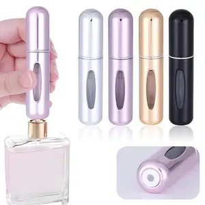 4PCS 5ML Refillable Perfume Atomizer Travel, Portable Mini Pocket Perfume Atomizer for Travel Accessories Tin Canister Organizer Bottle