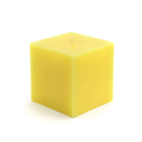 Traditional 3x3 in. Unscented Square Pillar Candles - Smokeless Dripless, 24 Hours Burn Time, Yellow Home Decoration Candles for Room Decor & Home Supplies, Handpoured Wax