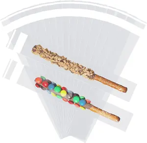 200 Pcs Thickened Pretzel Rod Bags 2x10 Inches Self Sealing Cellophane Clear Individual Bags for Chocolate Candies Cookies Food Safe Polypropylene Material