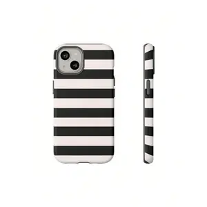 1pc Black And White Striped Phone Case – Protective Cover, Compatible With IPhone 17/16/15/14/13/12Suitable For IPhone 17 Air