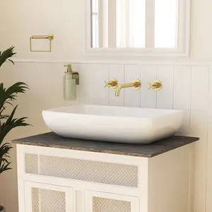 24 Inch Rectangular White Vessel Bathroom Sink