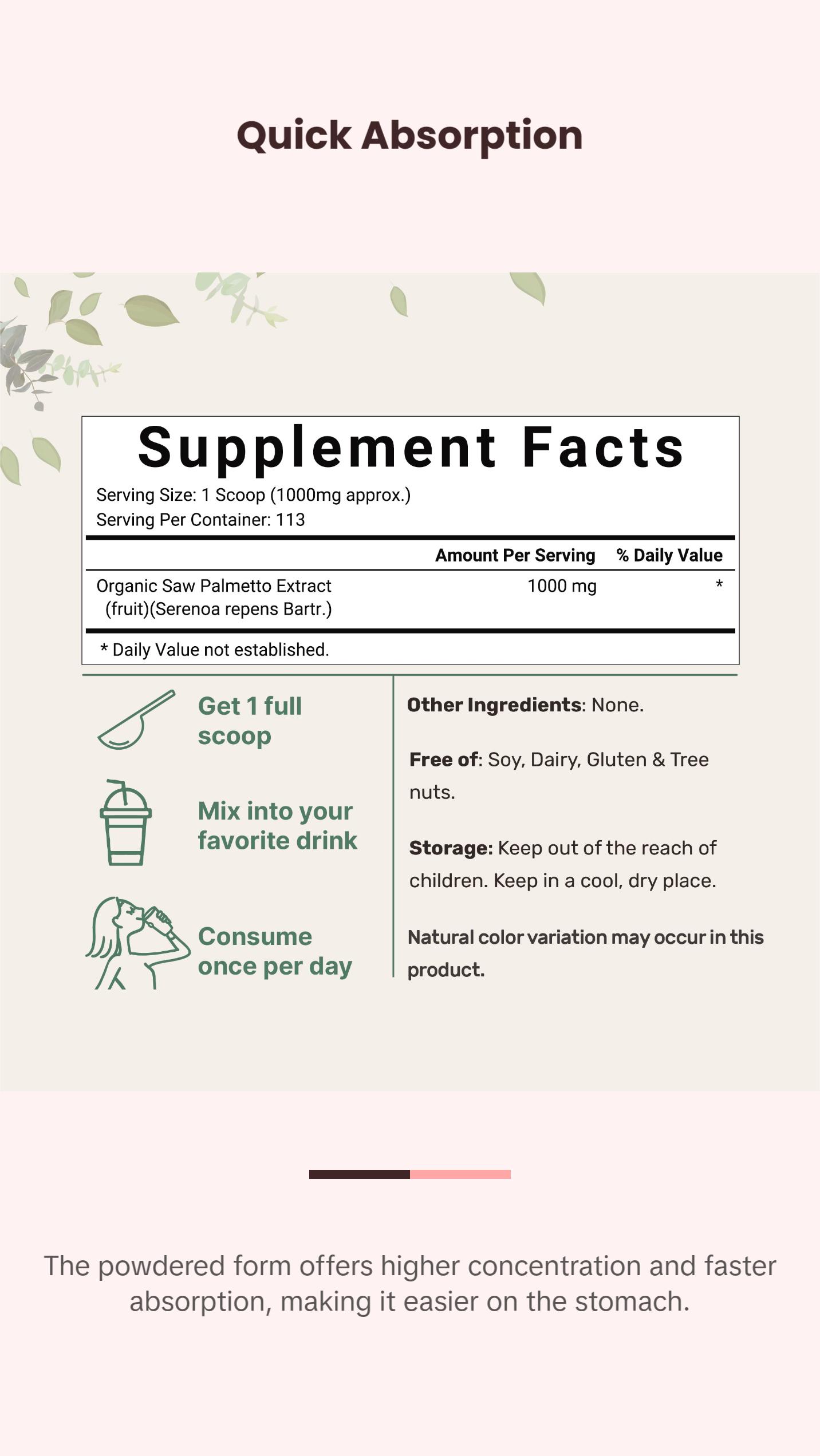 Micro Ingredients Organic Saw Palmetto Powder