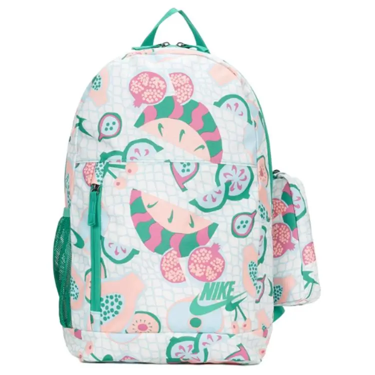 Nike Lightweight Travel-Ready Fabric Backpack, Unisex Green Multi-Color Functional Luggage Bag, Lightweight Backpack