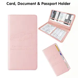 Car Registration & Insurance Card Holder, Car Document Holder Wallet for Driver License ID Cards & Essential Documents, Magnetic Closure Vehicle Organizer for Glove Box, Compact Car Accessories for Cars SUVs Trucks