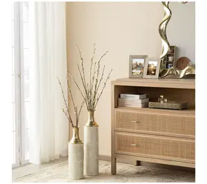 Glitzhome Modern Metal Floor Vases Set of 2