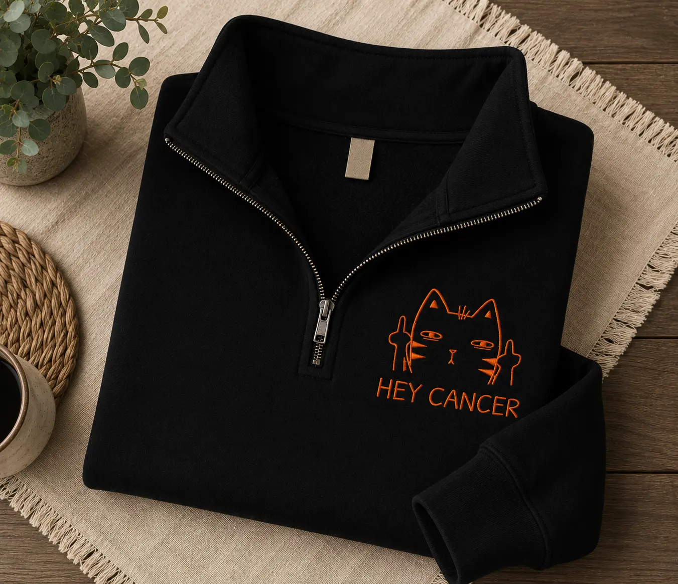 Embroidered Quarter Zip Pullover, Vintage Aesthetic Sweatshirt, Trendy Monogram Embroidery Sweater, Unisex Casual Varsity Style Outerwear