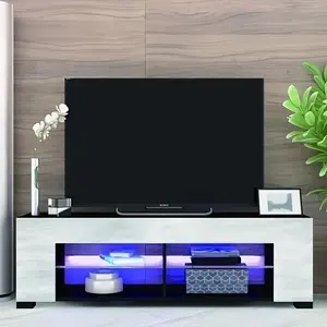Newly designed furniture TV Stand For 32-60 Inch TVs Modern Low Profile Black + Lime Entertainment Center 57 Inch Small TV Stand Media Table With Glass Shelves And Hidden Side Shelves For Living Room