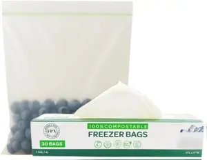 FPN Freezer Zip Bags, 1-Gallon Pack 120 | Compostable | Keep Food Fresh Longer | Leak-Proof & Freezer-Safe | Plant-Based Storage Bags | Eco-Friendly Alternative to Plastic | Strong Resealable Seal