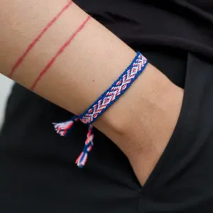 Boho Woven Bracelet, Blue Textile Bracelet, Lightweight, Woven with Silk, Cotton, Wool, Stackable Bracelet, Minimalist, Bracelet Gift