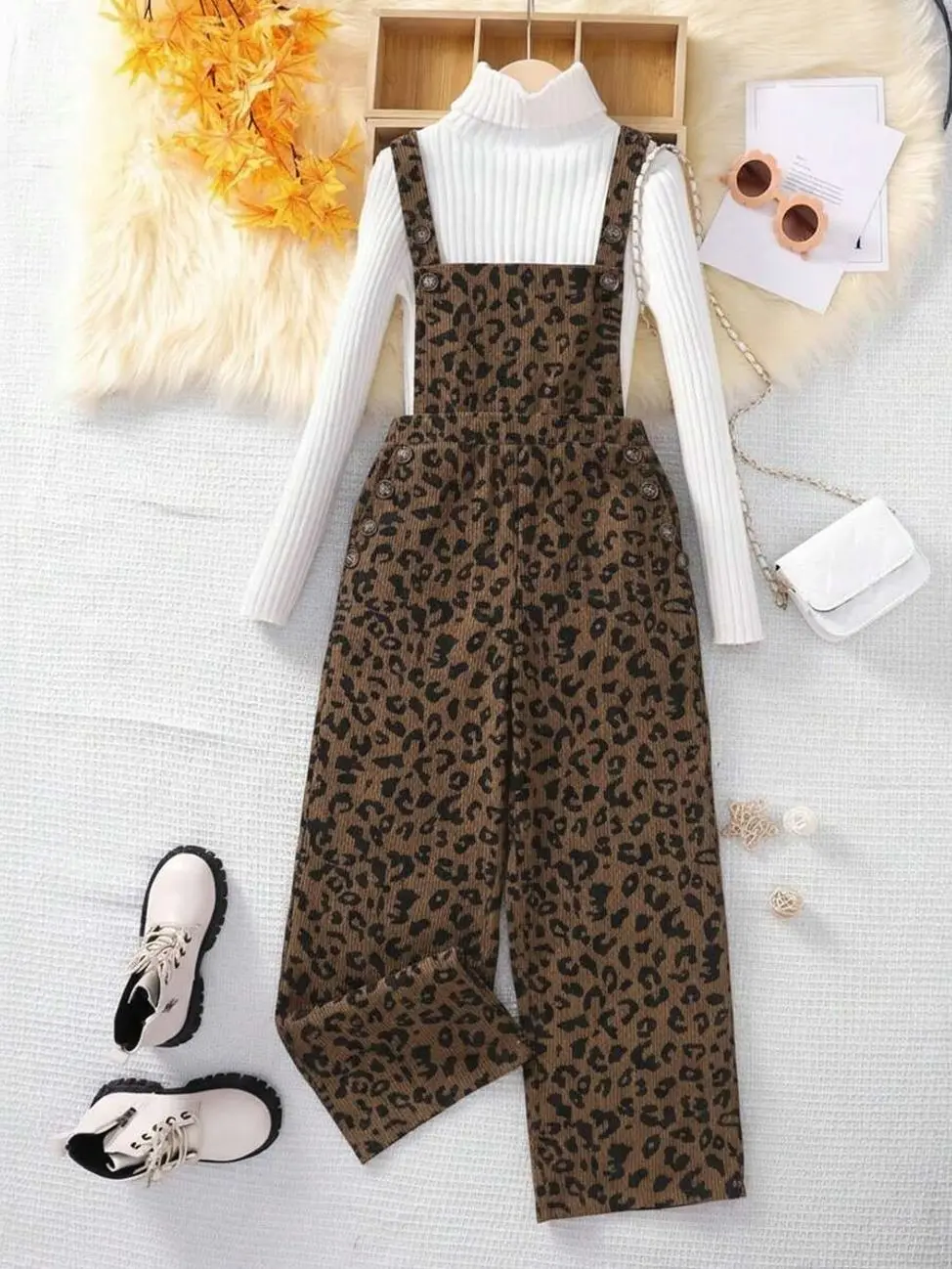 Tween Girl Corduroy Bib Overall Jumpsuit, Loose Fit Casual Romper for Back-To-School and Graduation