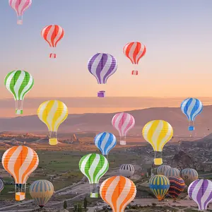 7Pcs colored threaded hot air balloon paper lantern ornament, shopping mall store celebration corridor pendant birthday party celebration venue decoration - party decoration - tissue pom-pom