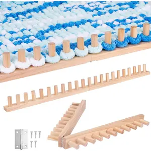 39'' Chunky Blanket Loom, Installation Free Loom for Beginners, Foldable Hand Yarn Chunky Blanket Kit for DIY Throw, Wooden Weaving Loom Craft Tools