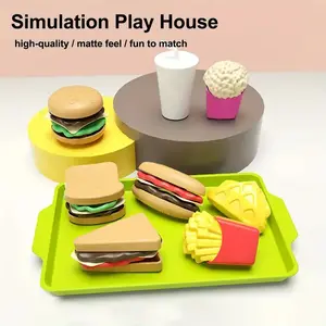 Fast Food Toy Set, 1 Box Pretend Play Hamburger Toy, Kitchen Toy for Kids, Play Kitchen Accessories, Role Playing Game Toy, Educational Toy for Kids