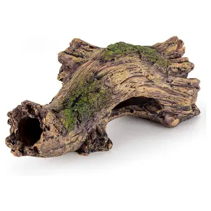 hygger Small Aquarium Ornament Poly Resin Wood Trunk Log Fish Tank Decoration for up to 20 Gallon Tank Betta Fish Accessories Hideout Cave(Tree Log)
