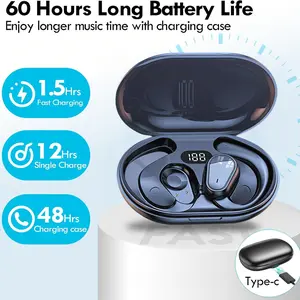 New Wireless Earbuds for Running Sports, Wireless Earphones with Pure Bass Sound, Over Ear Headphones with Dual-LED Display, Earphones Noise Cancelling Headset Built-in Microphone