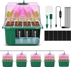 Self-Watering Seed Starter Trays with Grow Light, 6-Pack 72-Cell with Timing Controller Adjustable Brightness Thicken Seed Starter Kit