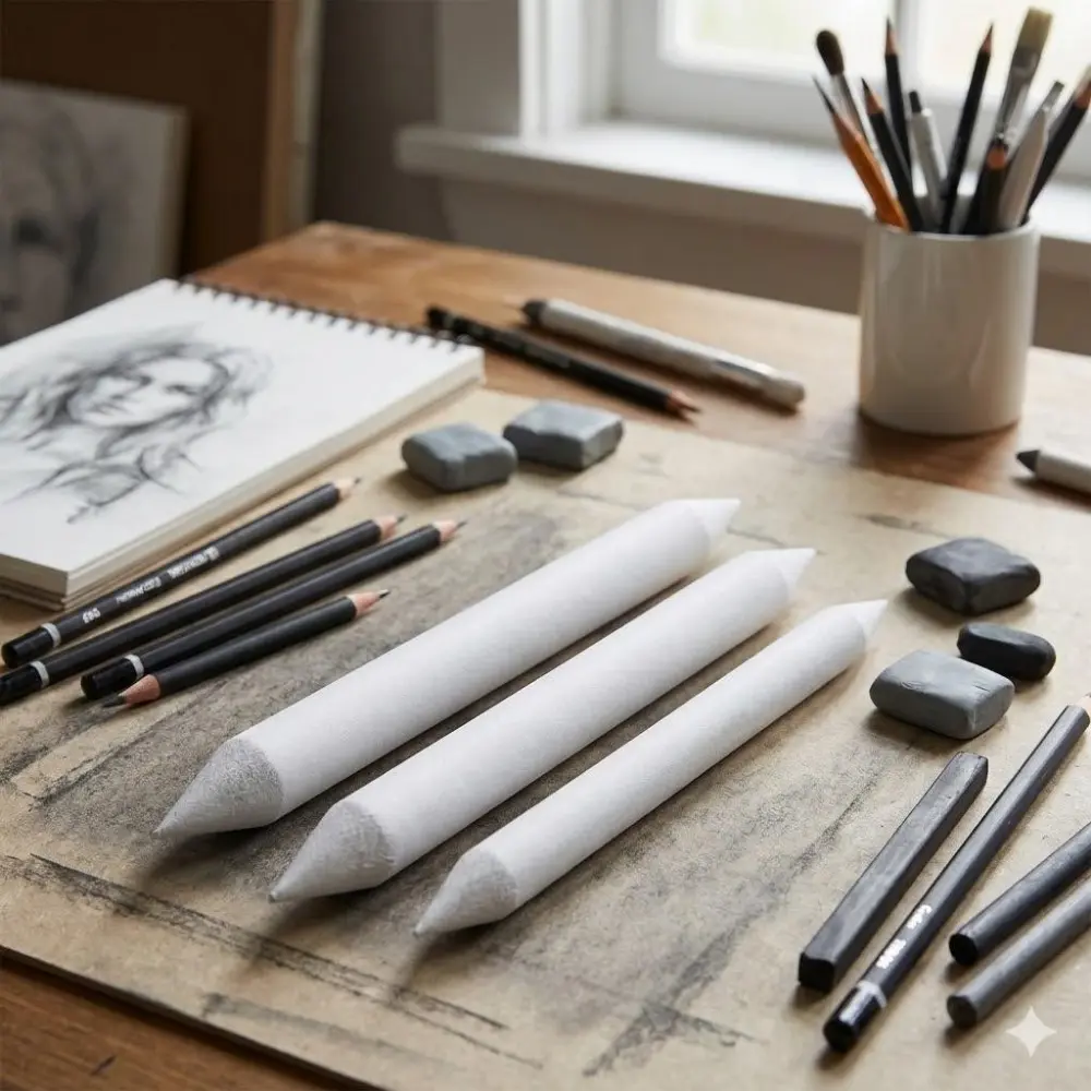 Professional Sketch Blending Pencils Kit: Non-Slip Grip, Unbreakable Core, Academy-Level Blending Tools with Multi-Function Smudging Sticks, Portable Drawing Set for Sketching and Journaling