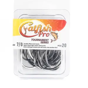 Catfish Pro Tournament Series Double Offset Circle fishing Hooks 7/0 – 20 Pack for Improved Catch Rate and Reduced Risk of Missing Bites