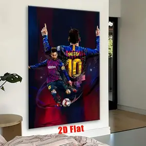 Graphic Design Canvas Art Print - Messi Football Poster, perfect for living room, office, bedroom, school, cafe decoration, ideal gift for birthdays, holidays, graduations, weddings, football room decoration