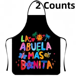 Beautiful NANA Print Polyester Apron Set, 2 Counts Chef Apron Set ﻿Mother's Day Gift Apron,Cool Summer Cooking Apron,Apron for Women,Gift for Daughter&Mother&Wife,Nails Design Tool,﻿Kitchen Essential,Cleaning Tool