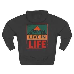 Bricosky Live in Life Hoodie Unisex Casual Fitted Long Sleeve Cotton Blend Medium Length Pullover Tops